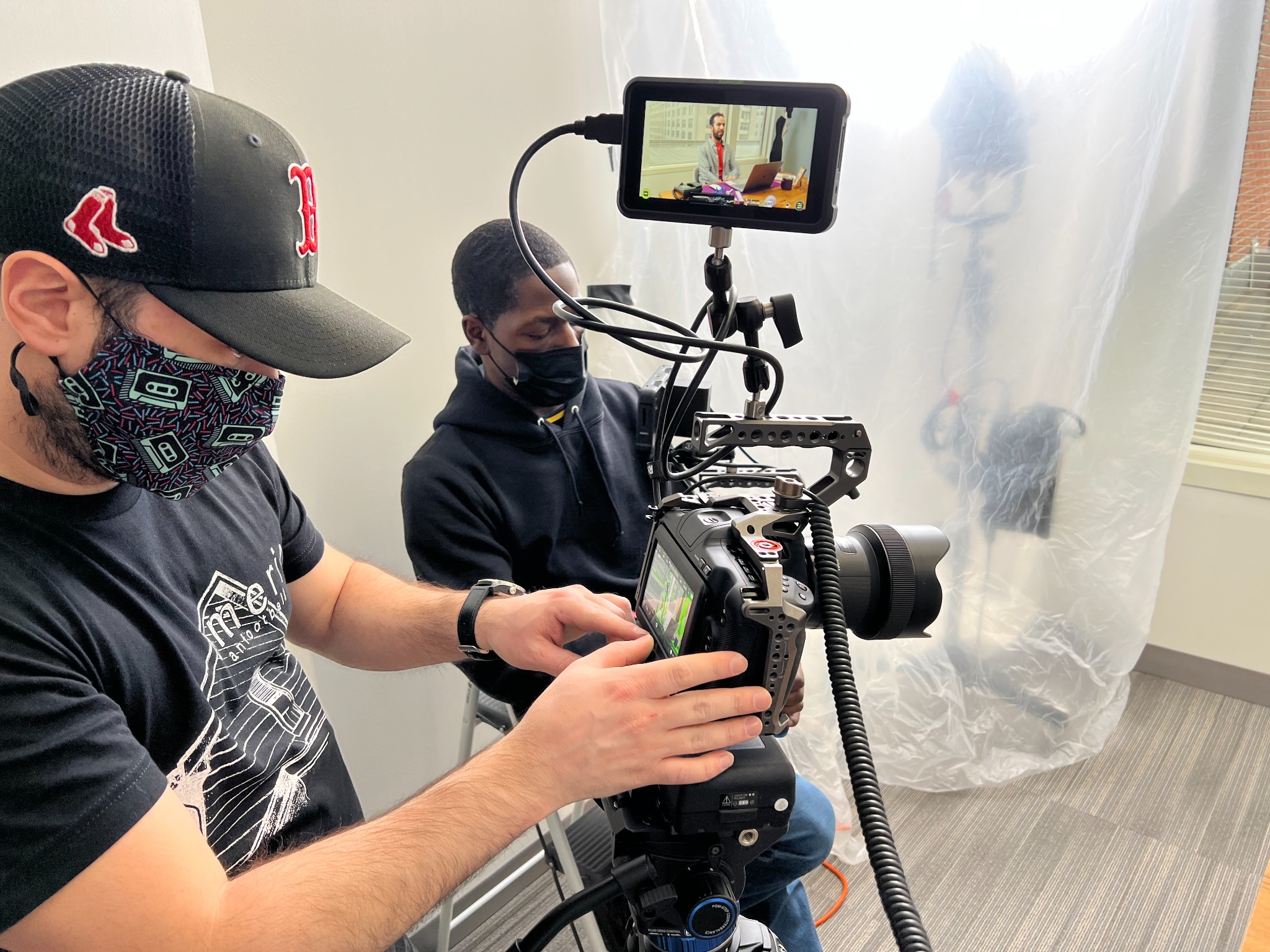 Crew checking camera on the Drift production