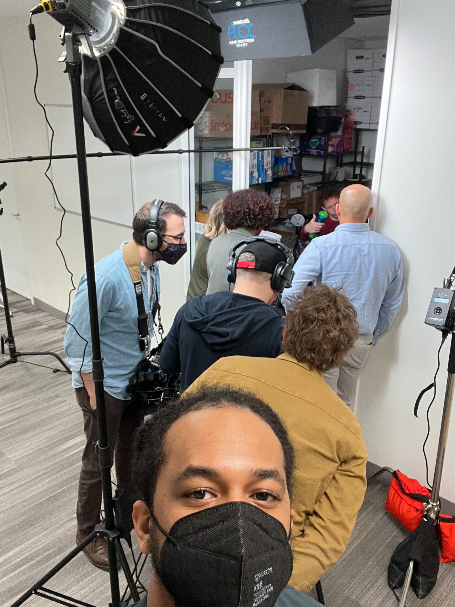 Cabrell Cooper selfie with active production happening behind him