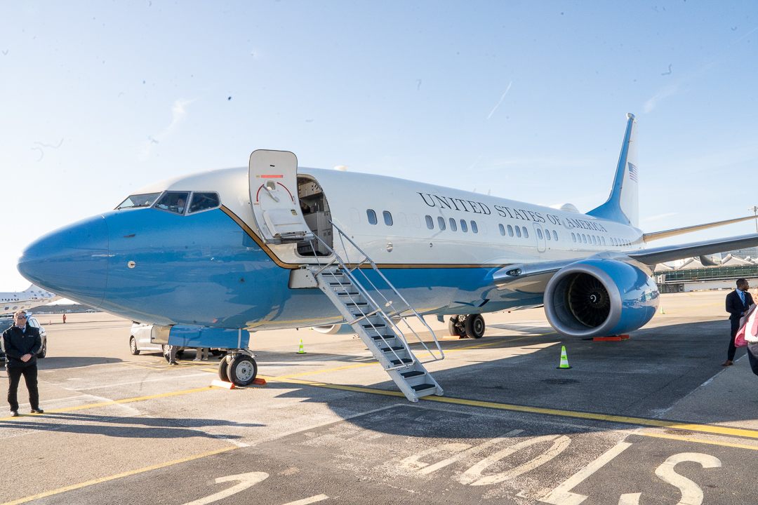 United States government aircraft on airport tarmac