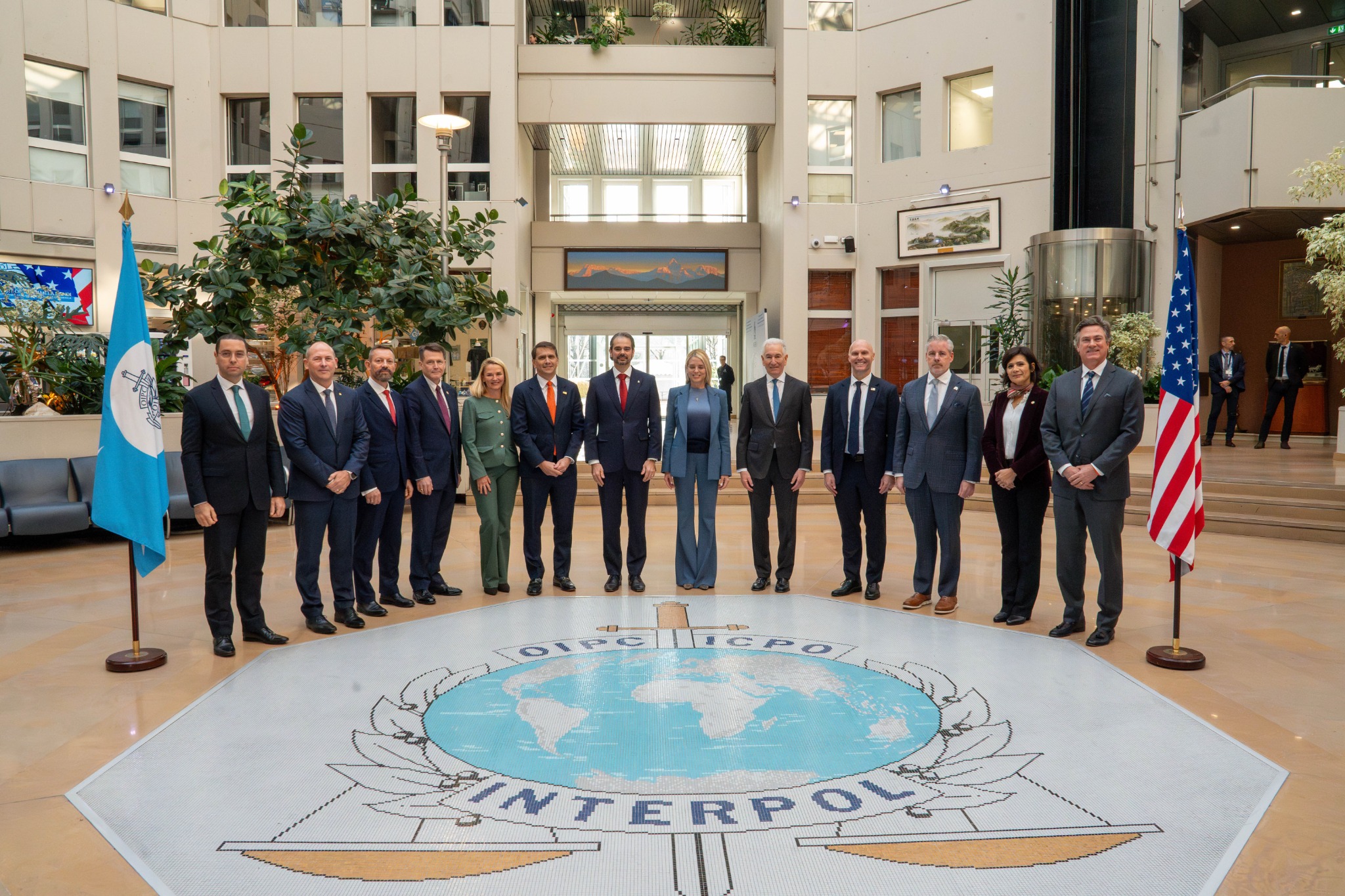 International delegation group portrait at INTERPOL headquarters