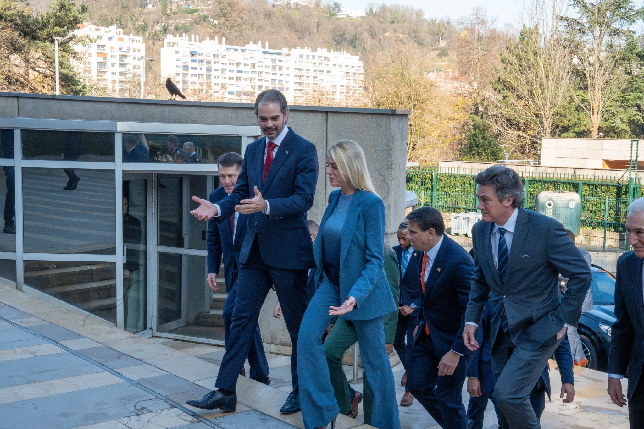 International delegation walking during official visit
