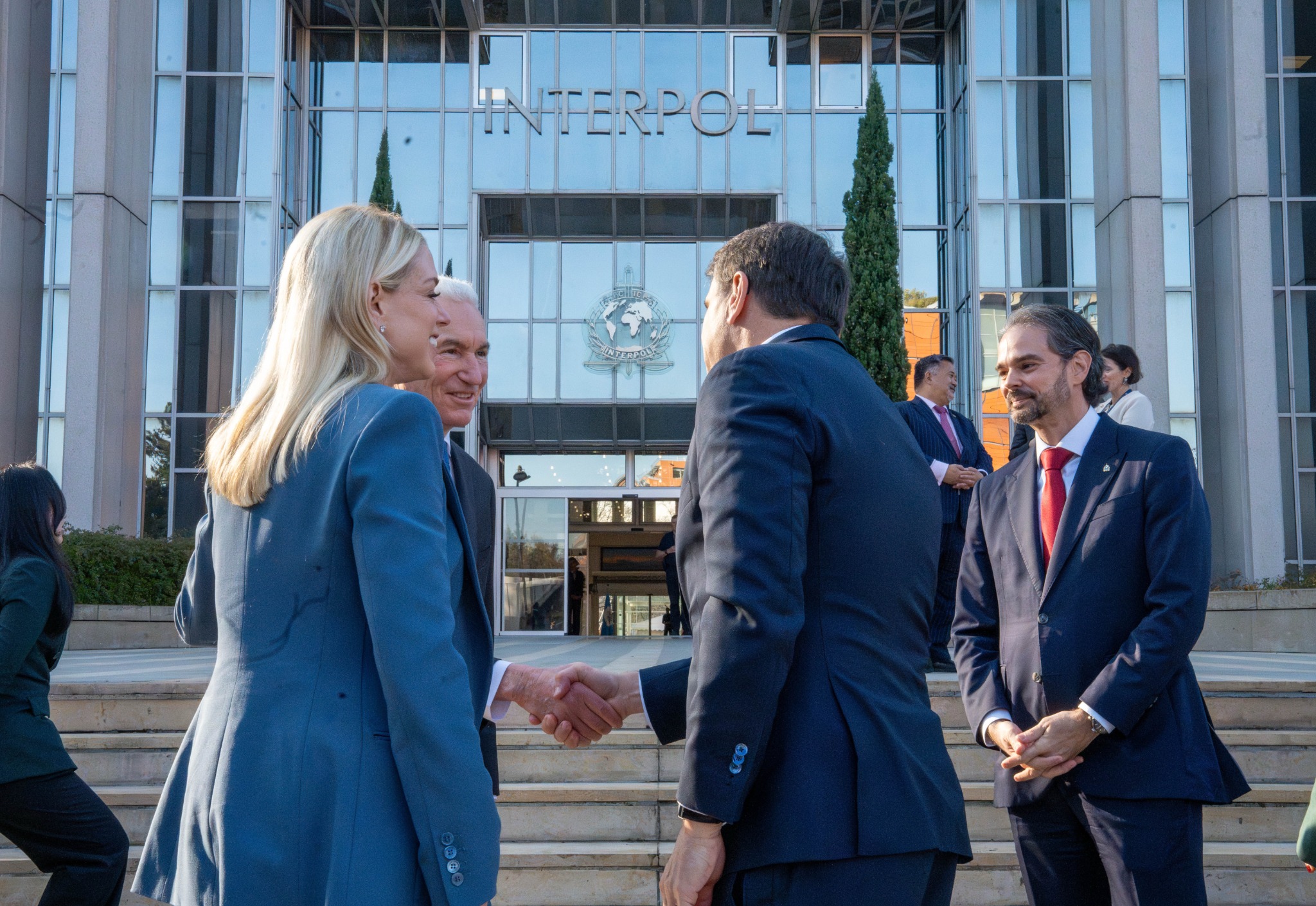 International law enforcement meeting outside INTERPOL headquarters