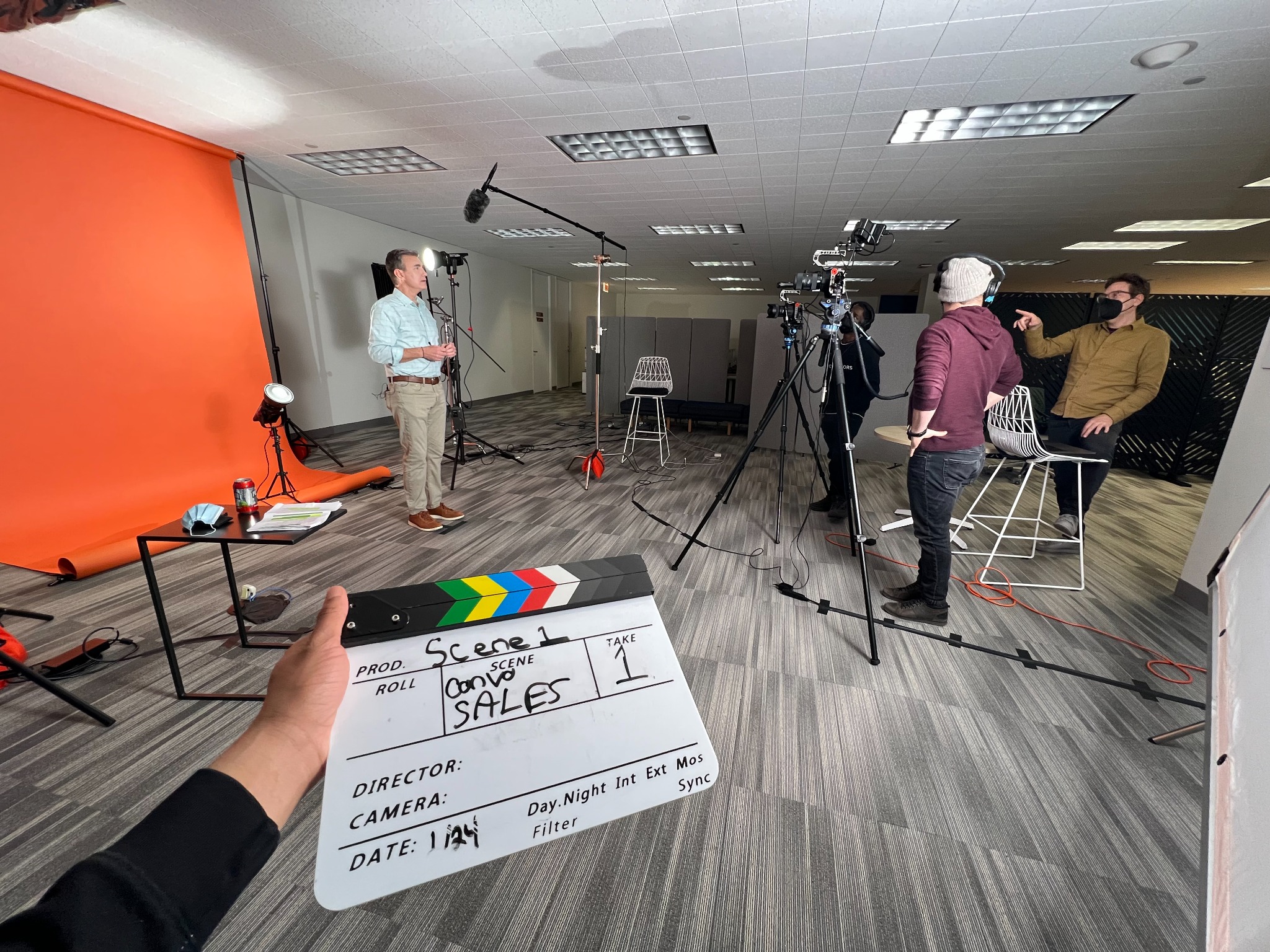 Production crew on set