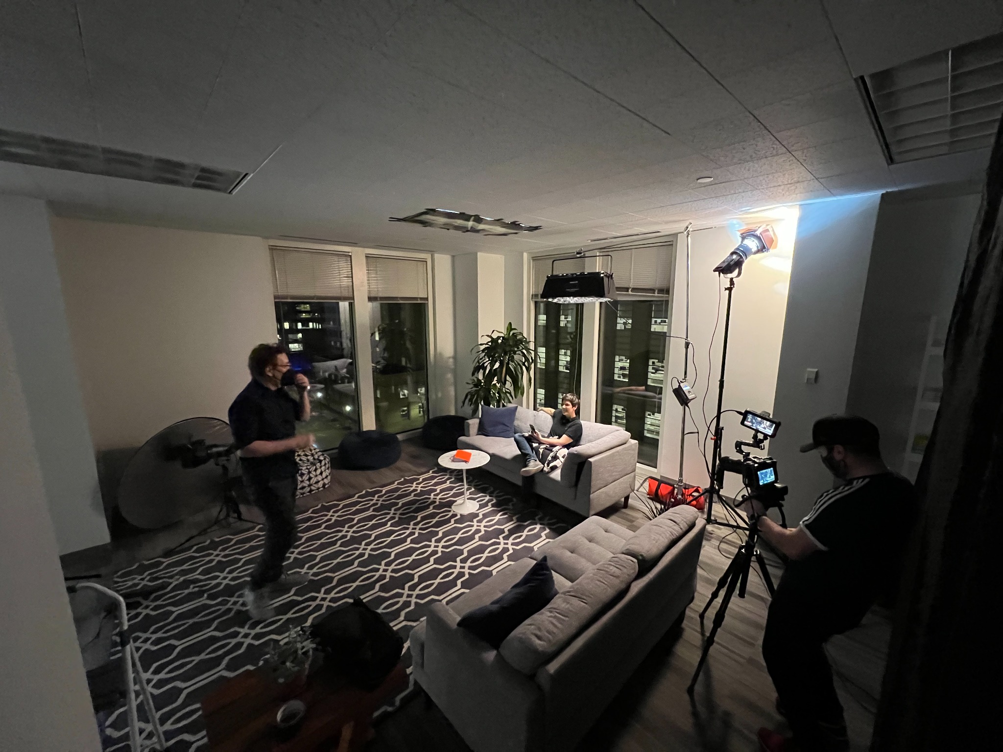 Crew preparing a scene